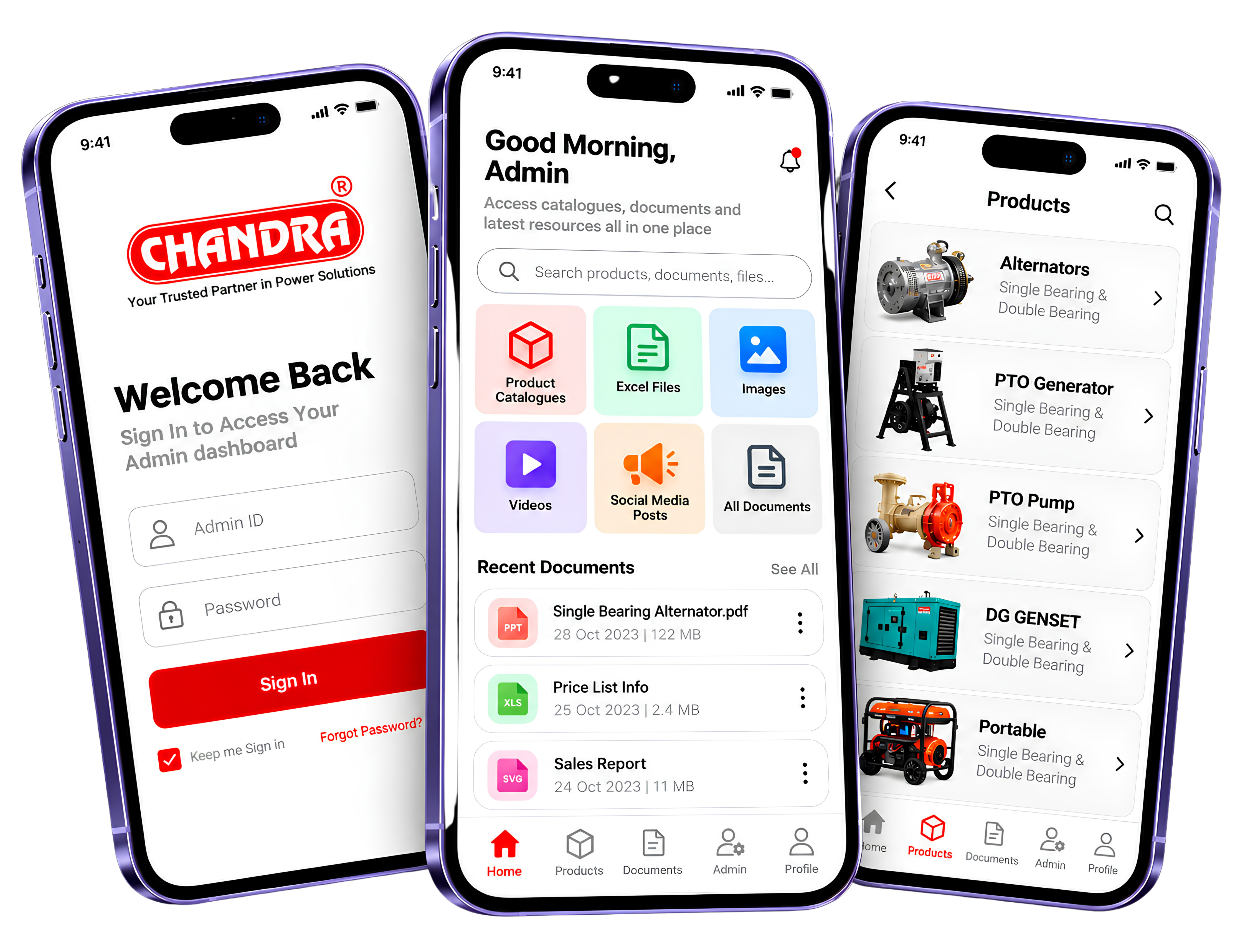 Chandra B2B Admin CMS & Product Catalog 3-Phone Mockup
